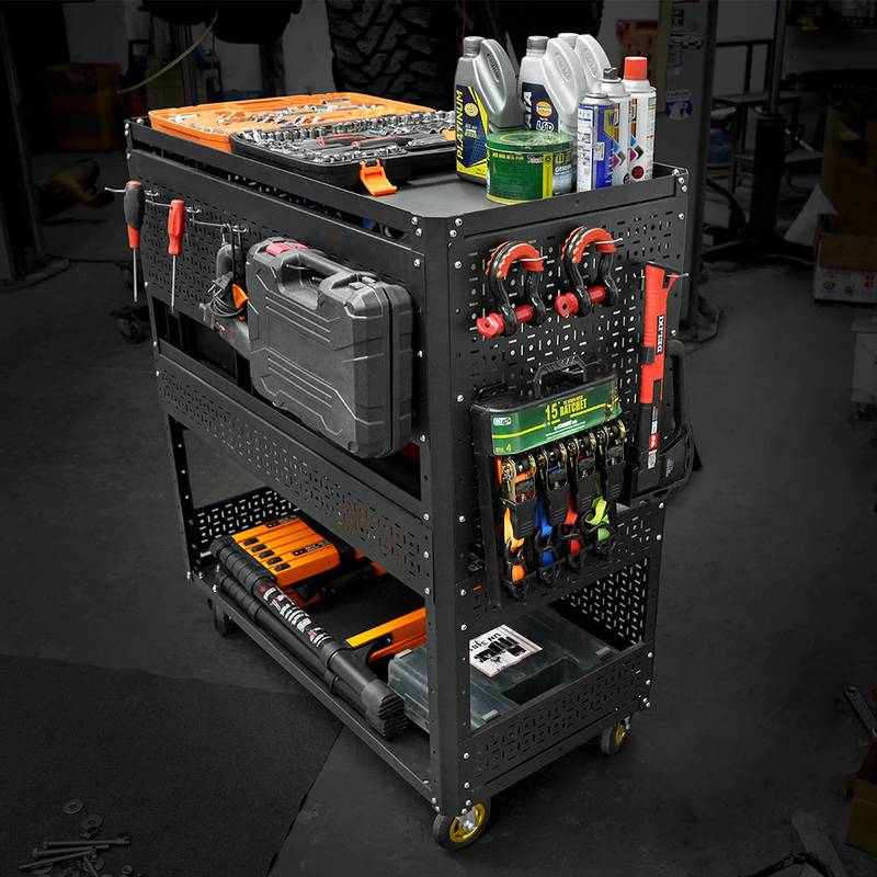 Rolling Utility Cart with Pegboard – Your Go-To Garage Organizer!