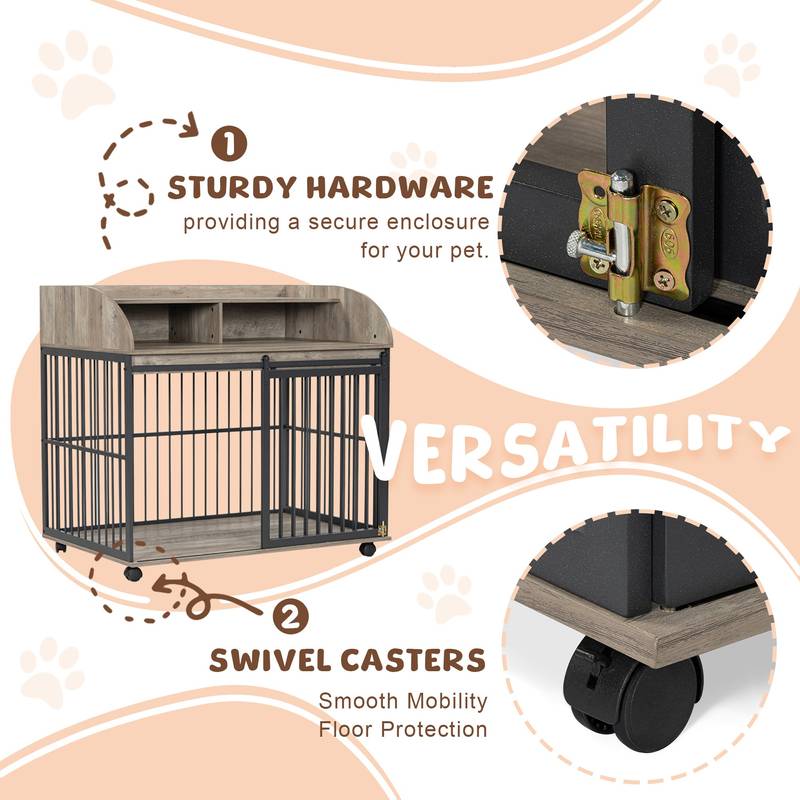 Stylish Sturdy Dog Crate End Table with Storage