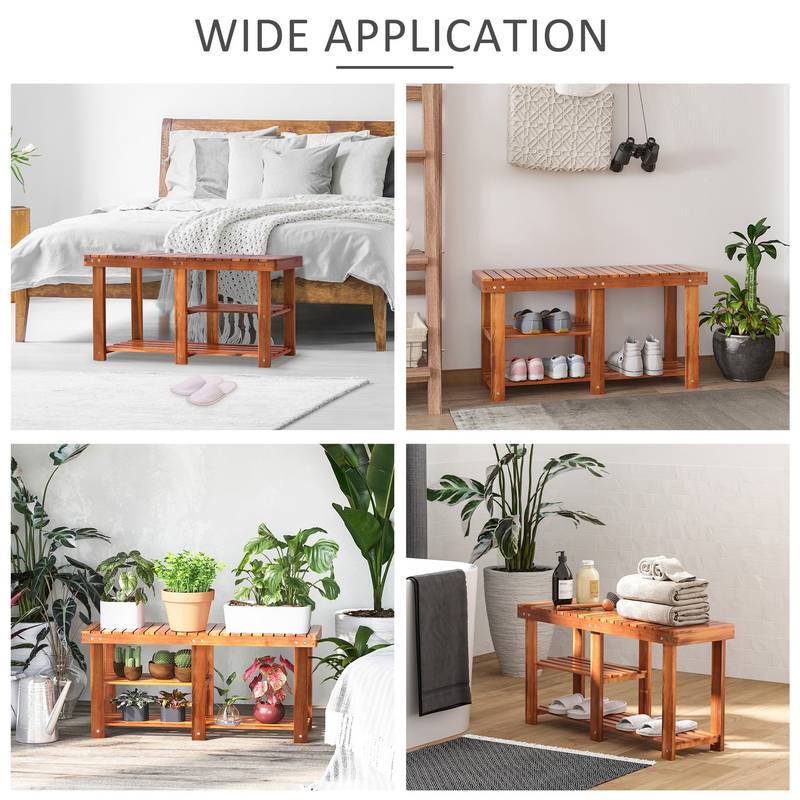 Rustic Wooden Shoe Bench Organizer