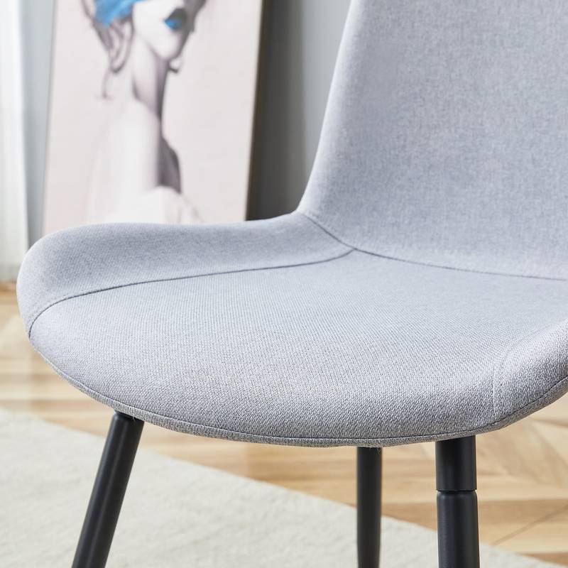 Cozy Linen-Cotton Dining Chair Set - Four Light Gray Beauties