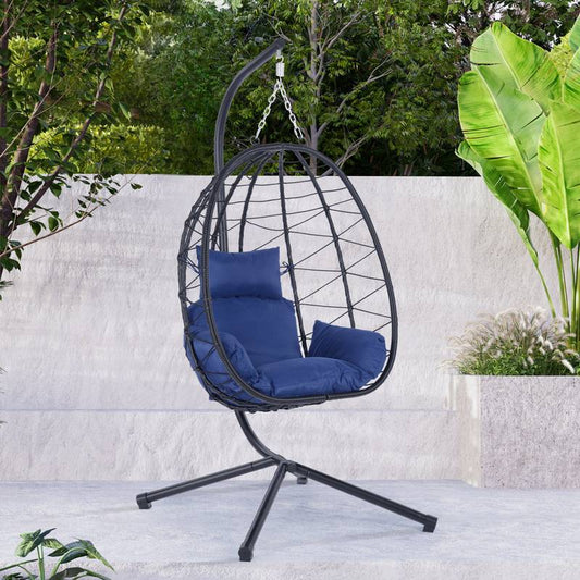 Cozy Swing Egg Chair with Stand for Indoor and Outdoor Relaxation