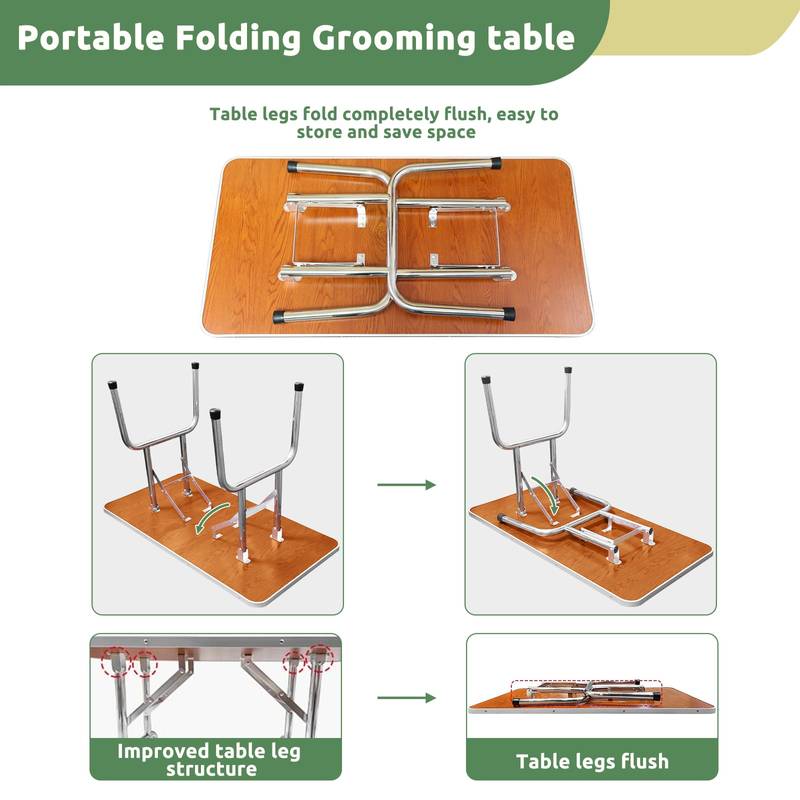 Foldable Dog Grooming Table with Adjustable Arm & Storage Tray