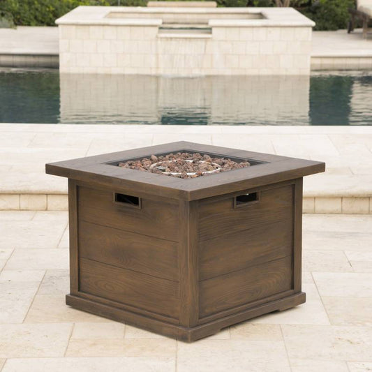 Cozy Brown Square Gas Fire Pit