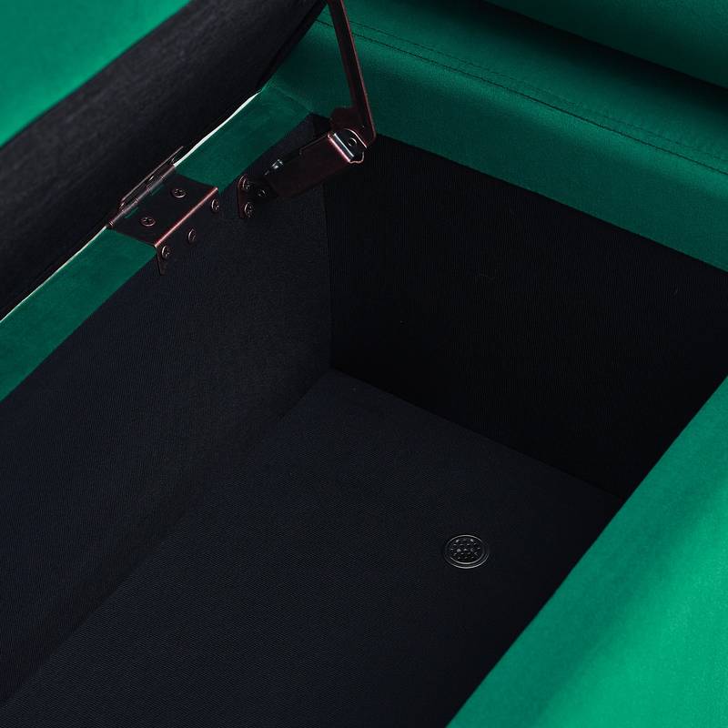 Chic Green Velvet Storage Bench with Stylish Arms