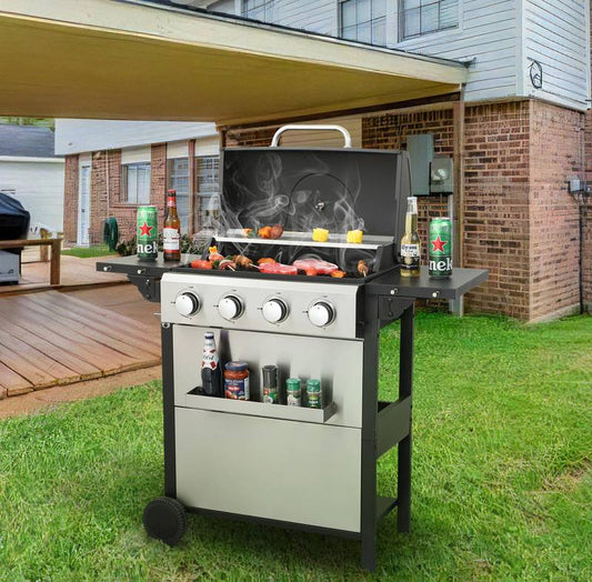 Ultimate Outdoor BBQ Grill with Foldable Side Table and Accessories