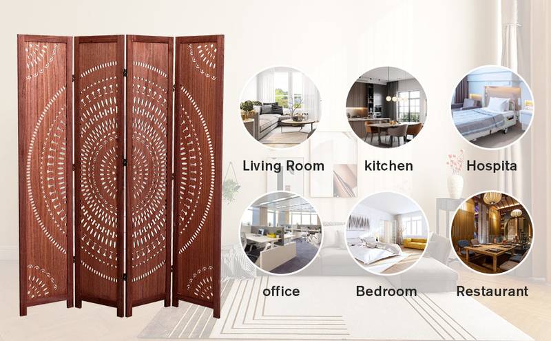 Charming Brown Wood Folding Room Divider