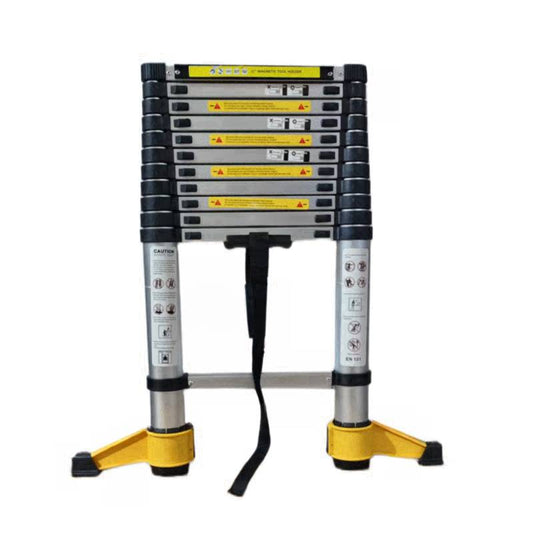 Versatile Telescopic Ladder with Rotating Stabilizer and Magnetic Tool Holder