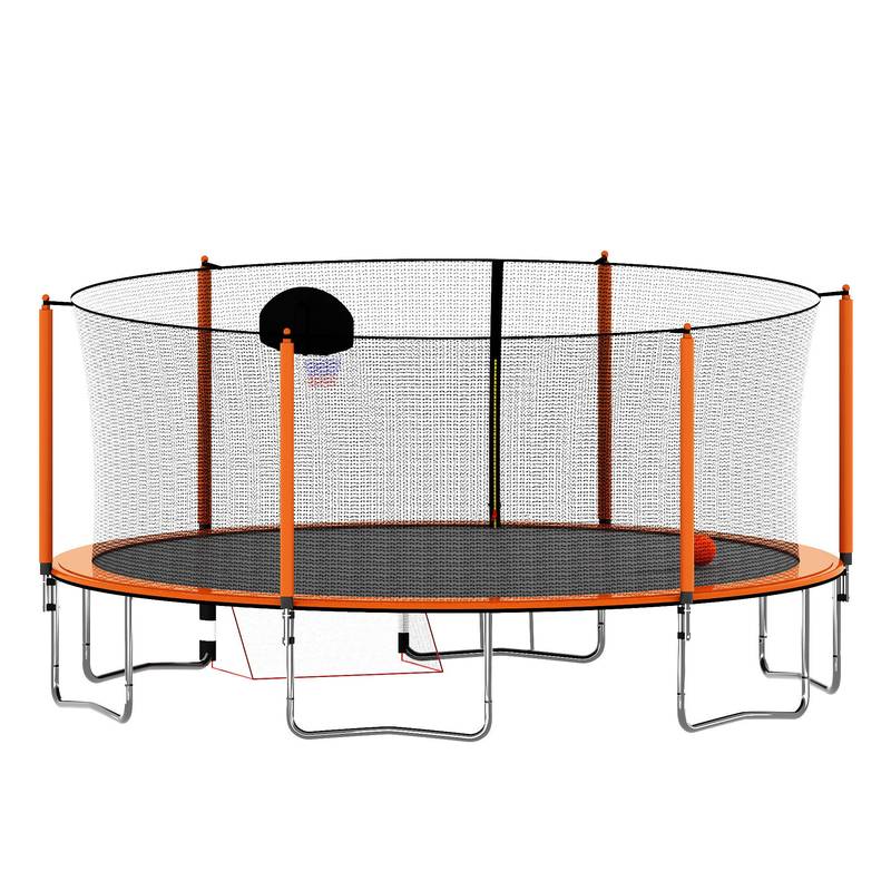 Ultimate Fun Trampoline with Basketball Hoop and Soccer Goal