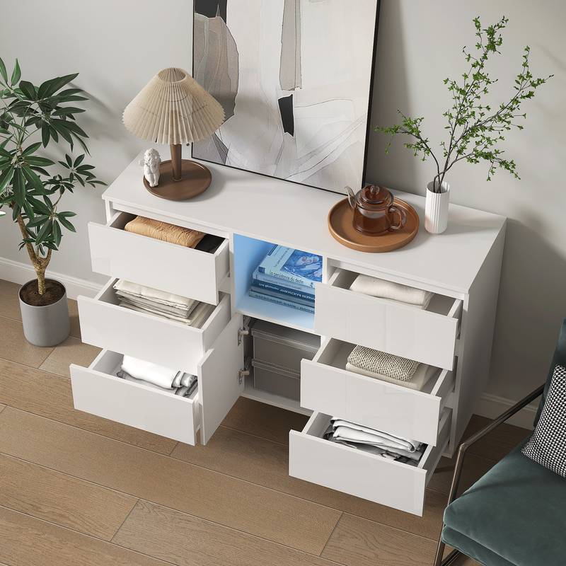 Sleek White Gloss Sideboard with LED Glow