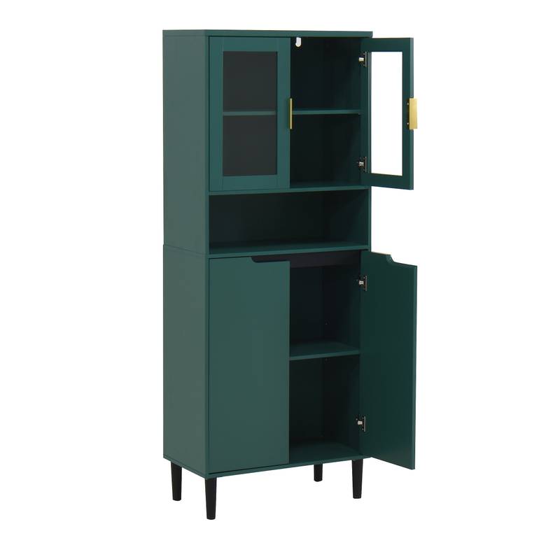 Stylish Green Glass Door Bookcase - Versatile Storage for Any Room