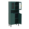 Stylish Green Glass Door Bookcase - Versatile Storage for Any Room