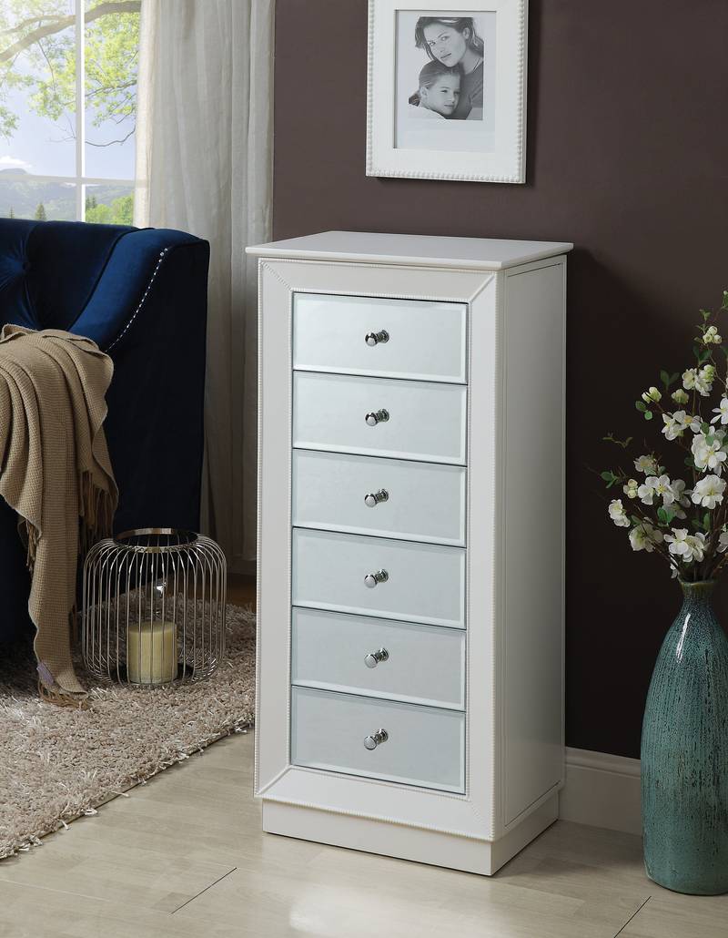 Charming White Jewelry Armoire