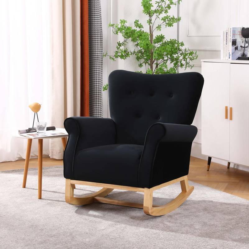 Velvet Mid-Century Rocker Chair
