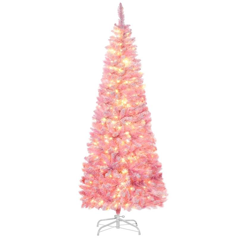 Charming Snowy Pencil Christmas Tree with Warm Lights