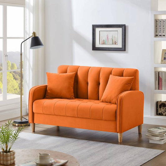 Chic Velvet Loveseat - Perfect for Small Spaces, Cozy & Stylish in Orange