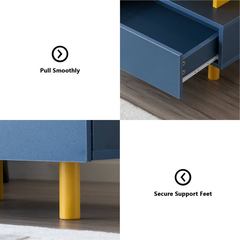 Chic Storage Nightstand in Yellow & Blue