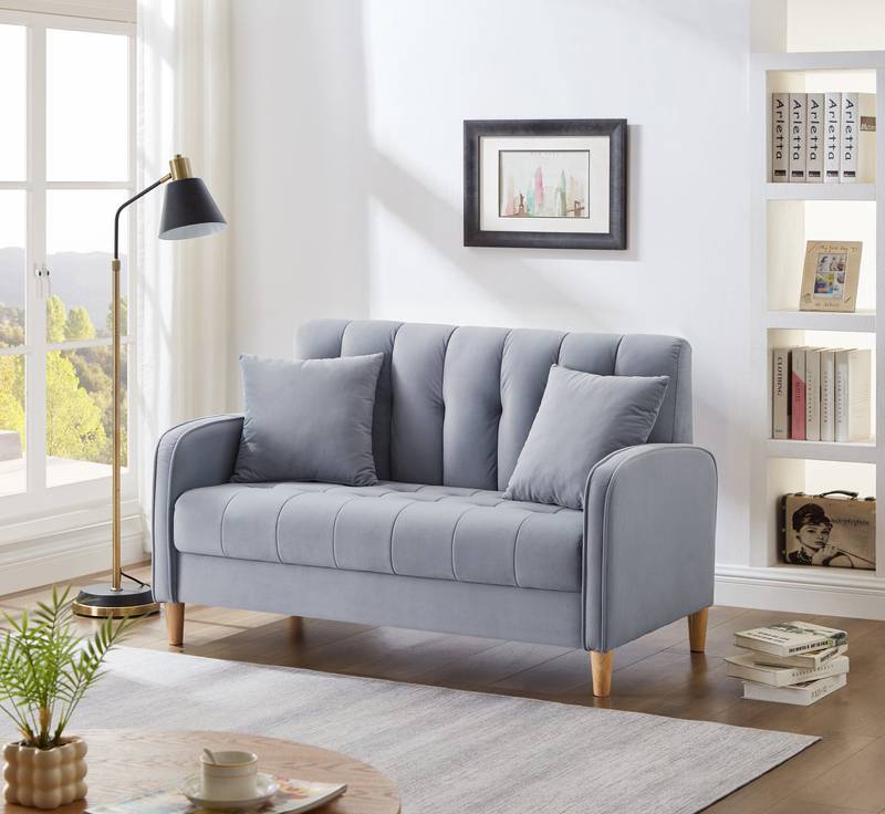 Chic Velvet Loveseat in Light Blue