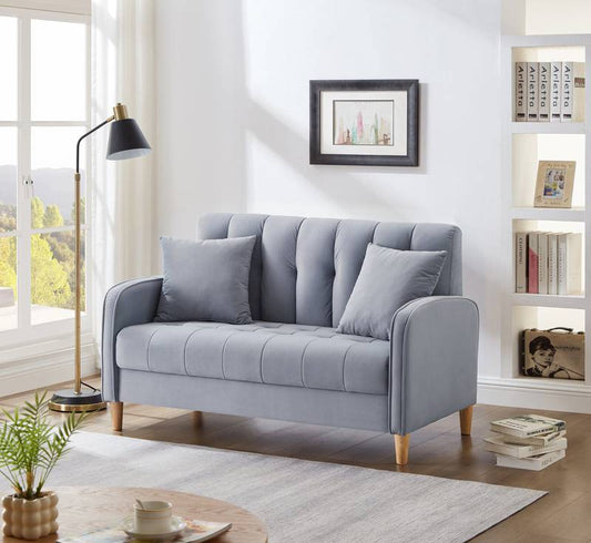 Chic Velvet Loveseat in Light Blue
