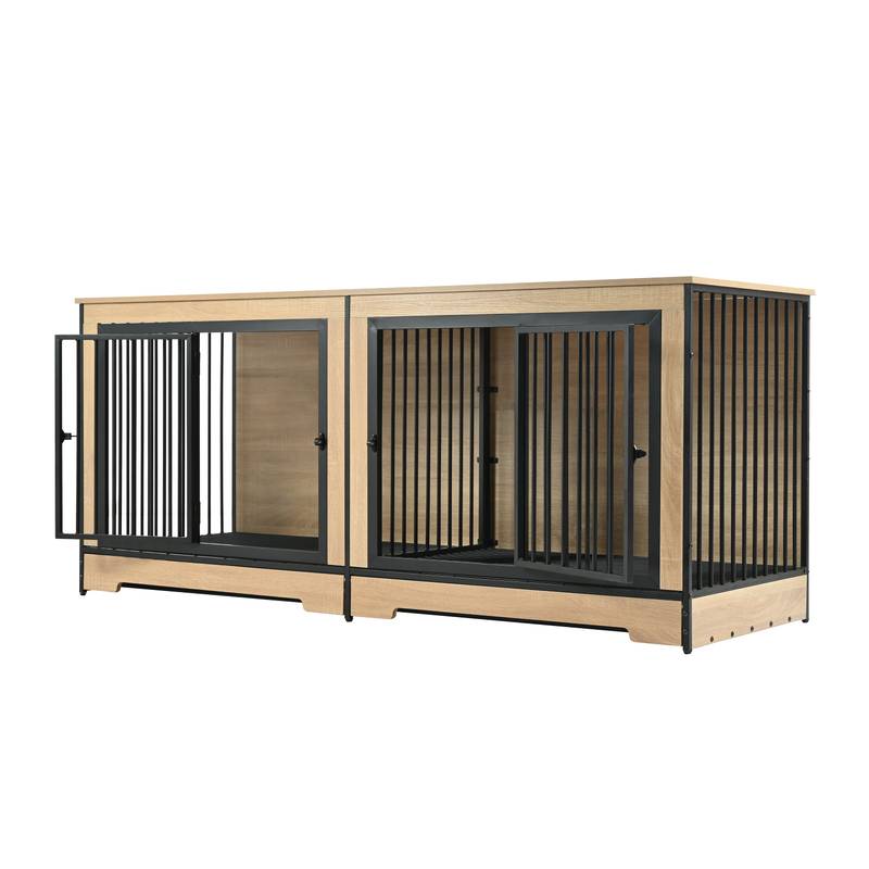 Stylish Double Dog Crate with Tray