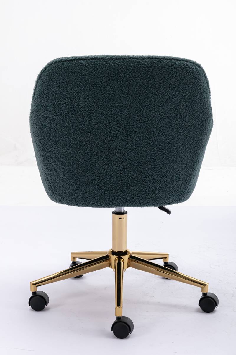 Chic Green Teddy Swivel Chair with Gold Legs