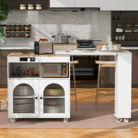 Rolling Kitchen Haven with Lights and Storage
