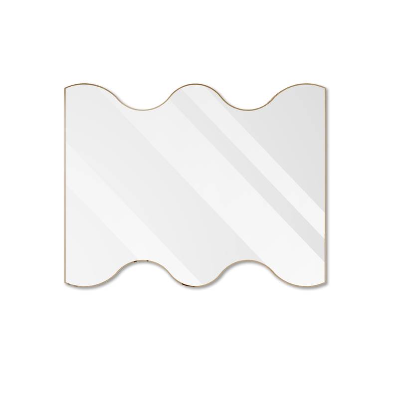 Golden Wavy Wall Mirror - Stylish Vanity Decor for Any Room