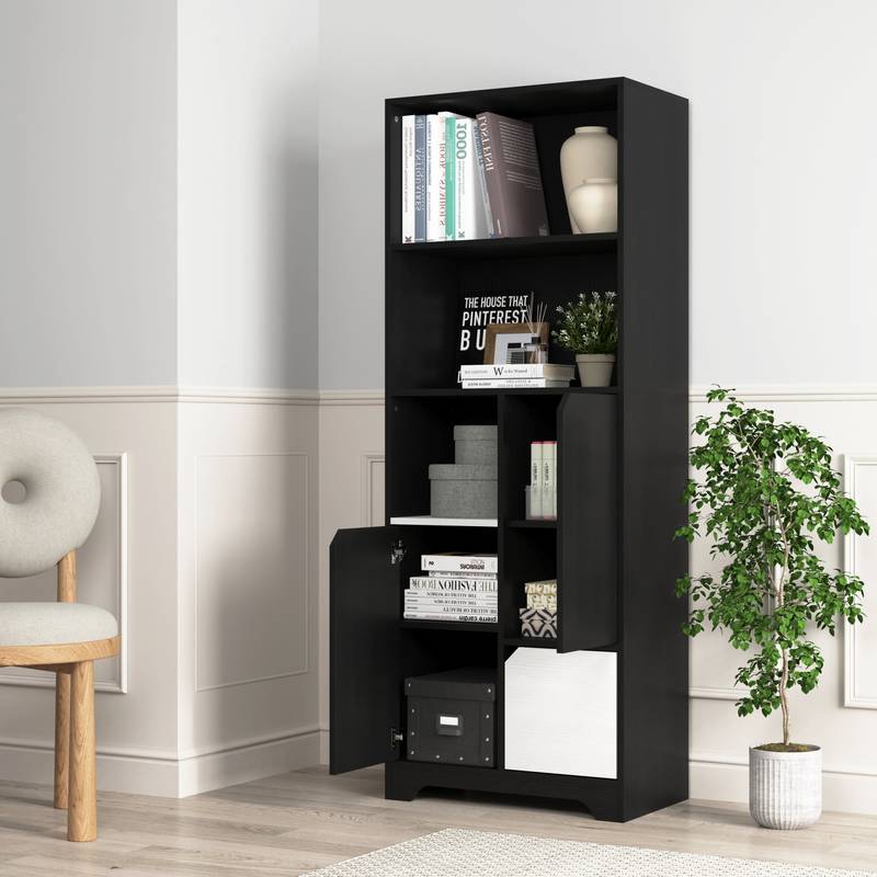Sleek Storage Bookcase with Doors & Drawer