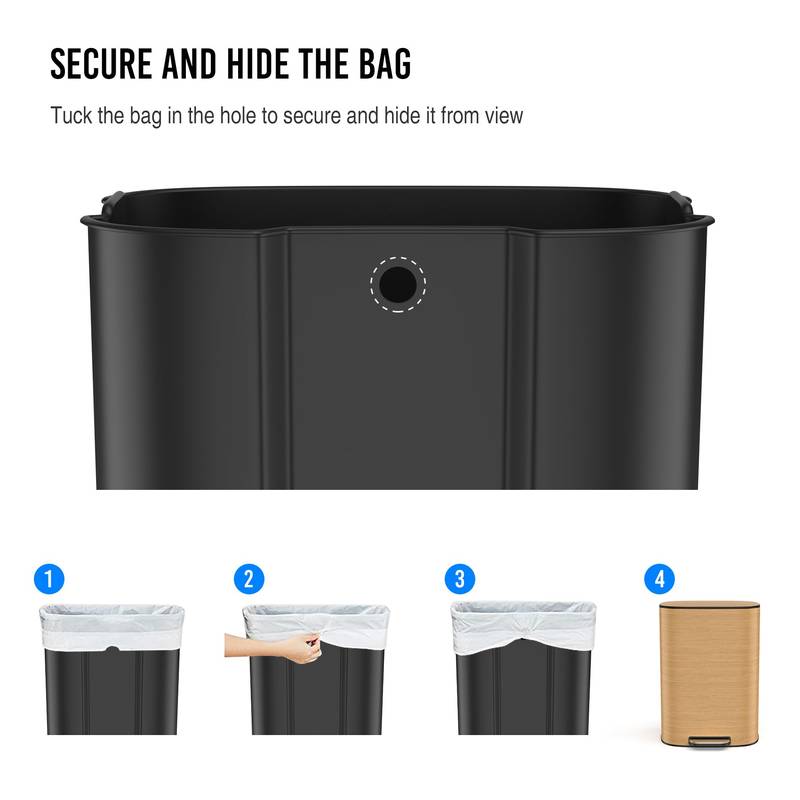 Soft Close Step Trash Can - Stainless Steel Elegance