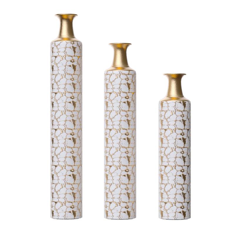 Golden Elegance: Vintage Floor Vase Set