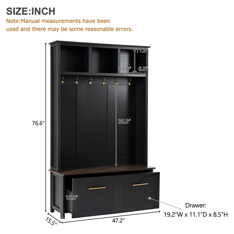 Chic Entryway Organizer with Stylish Hooks and Storage Bench