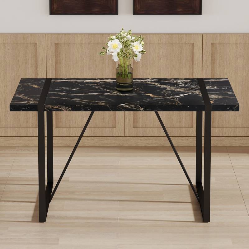 Chic Black Rectangular Dining Table for Gatherings