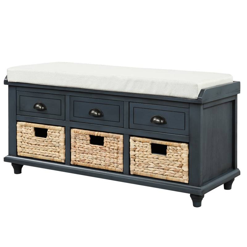 Rustic Charm Storage Bench with Baskets
