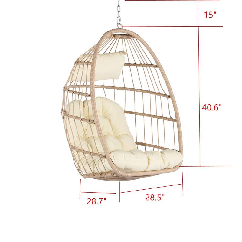 Cozy Khaki Rattan Egg Swing Chair