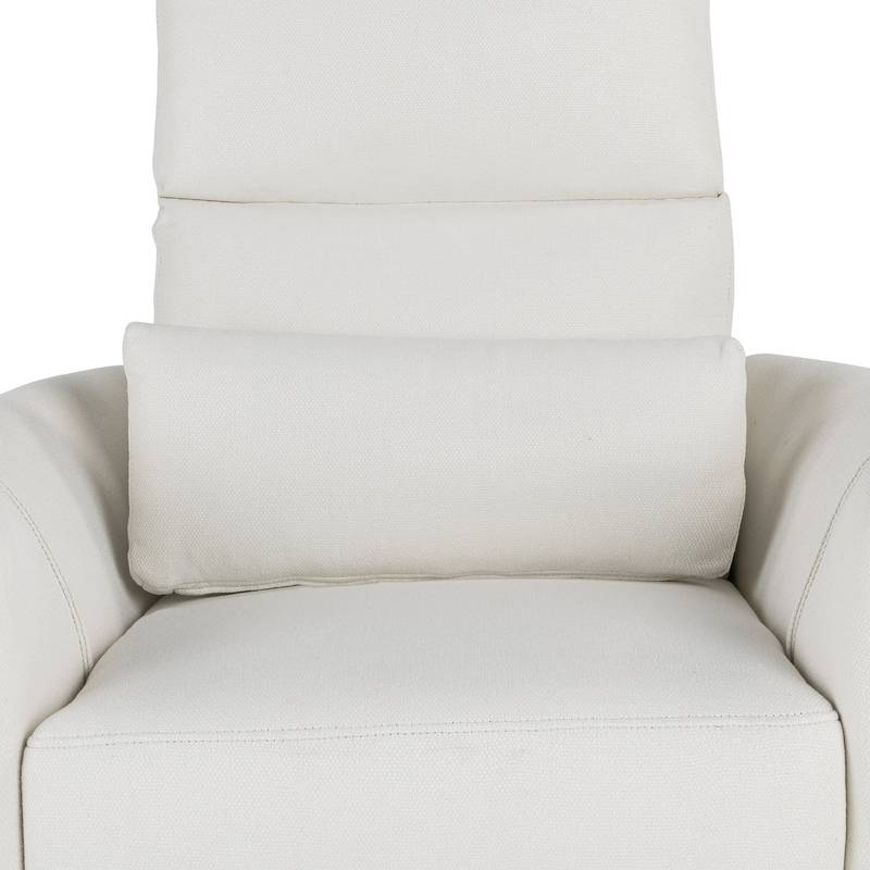 Cozy Beige Swivel Rocker Recliner with Pillows