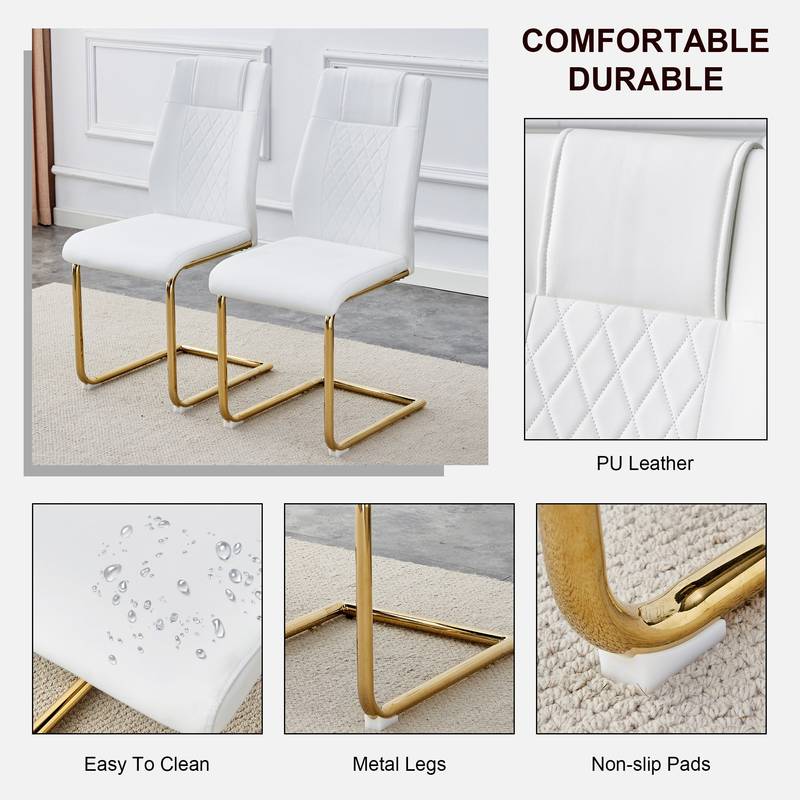 Chic Gold-Accent Dining Set with Cushioned Chairs