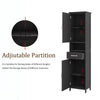 Sleek Slim Floor Cabinet with Adjustable Shelves - Black