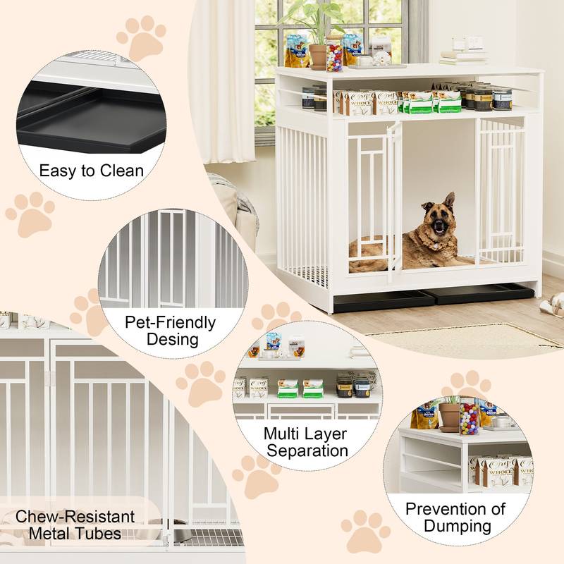 Stylish Wooden Dog Crate with Storage for Large Dogs