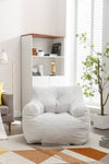Cozy Ivory Velvet Memory Foam Bean Bag Chair