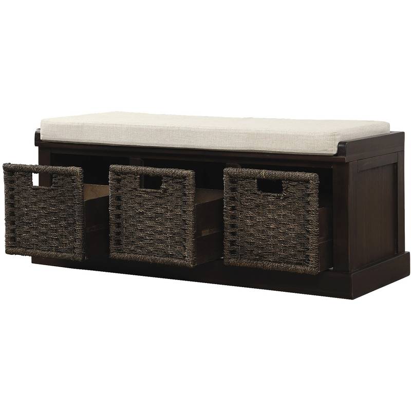 Rustic Rattan Storage Bench
