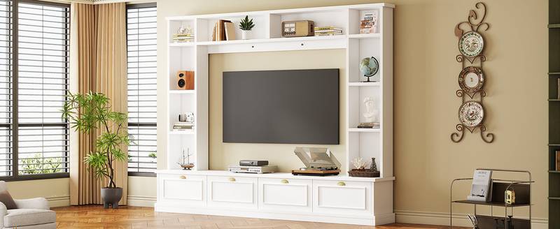 Sleek Modern Entertainment Center with Bookshelves