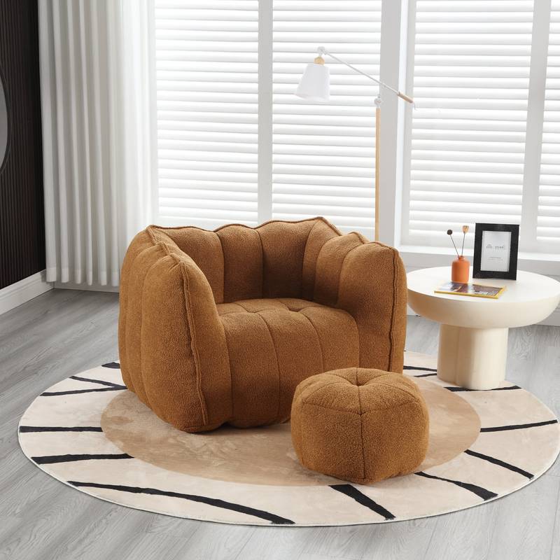 Cozy Foam Bean Bag Chair with Footstool – Perfect for Gaming, Reading, and Relaxing!