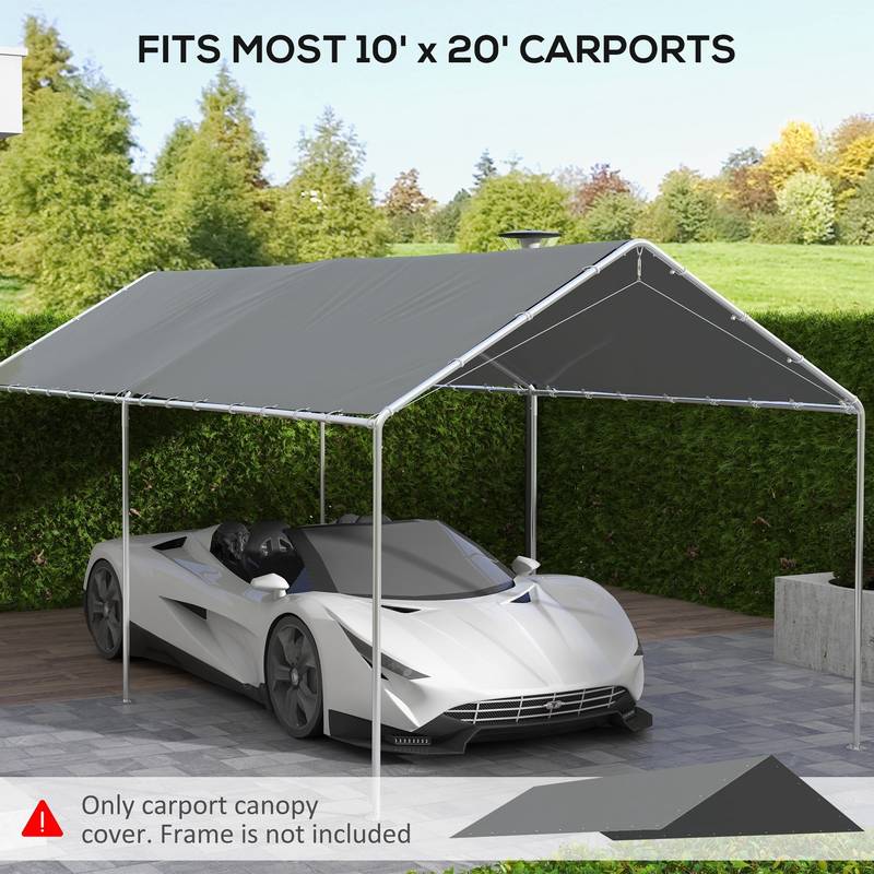 Outsunny Portable Carport Canopy Cover - UV & Water Resistant, Dark Gray