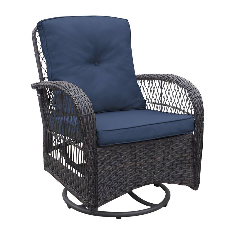 Navy Blue Wicker Rocking Patio Set