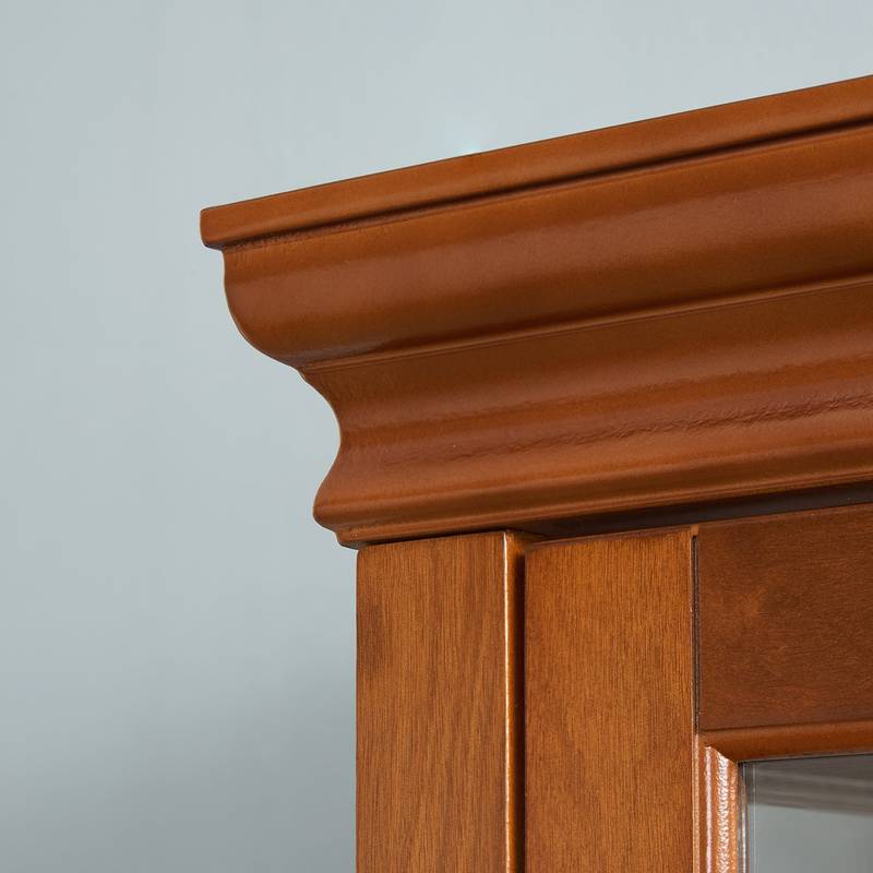 Luminous Walnut Curio Cabinet with Adjustable Shelves and Mirror Back