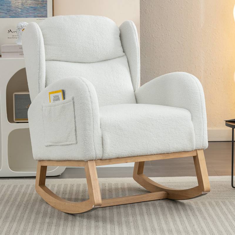 Cozy Ivory Teddy Rocking Chair