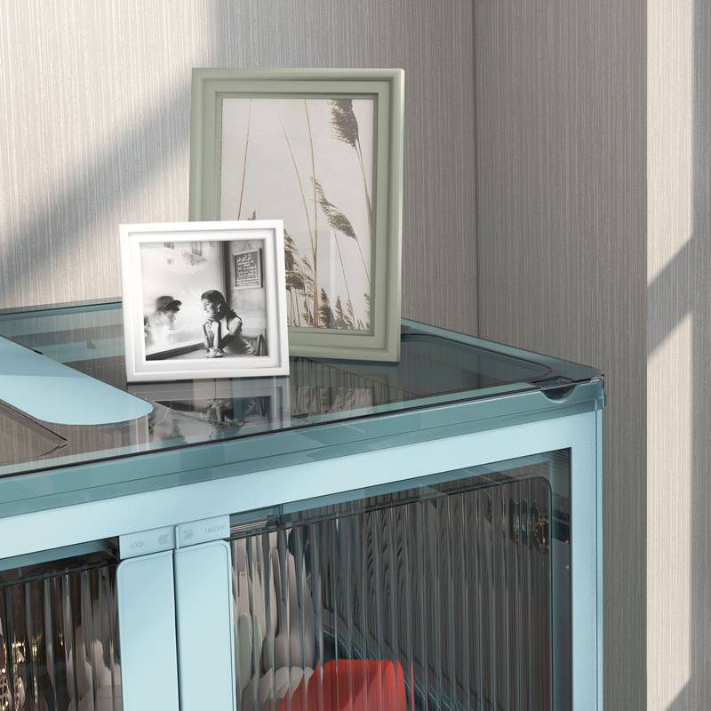 Blue Stackable Storage Bins with Wheels