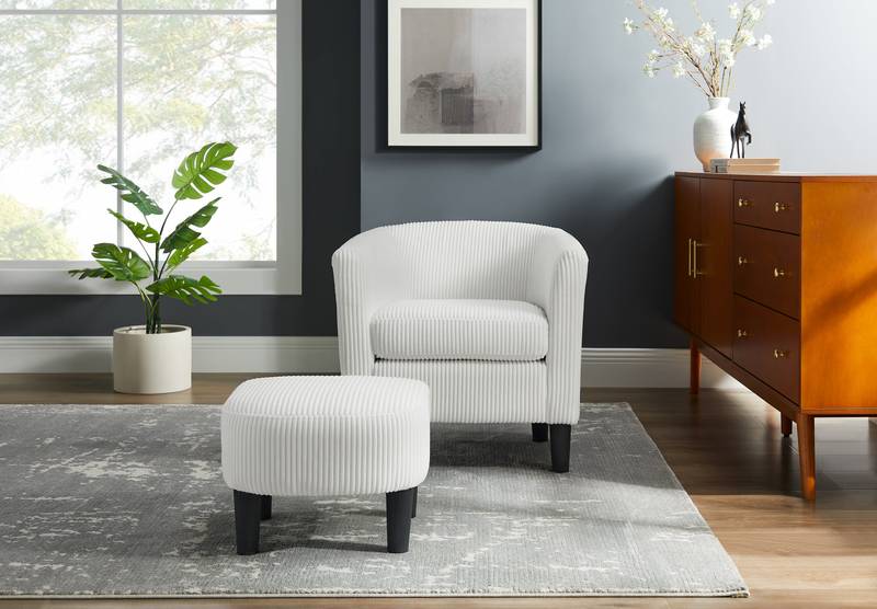 Chic Corduroy Accent Chair with Matching Ottoman