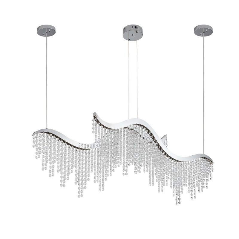 Radiant Wave LED Crystal Chandelier - Adjustable Color & Height for Luxurious Spaces