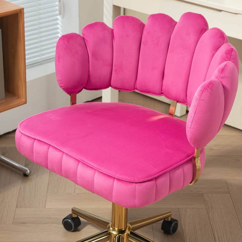Chic Velvet Office Chair in Rose Red