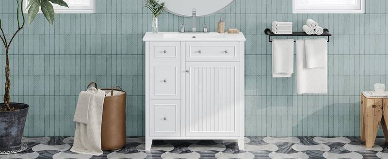 Chic Bathroom Vanity with Ceramic Sink & Smart Storage